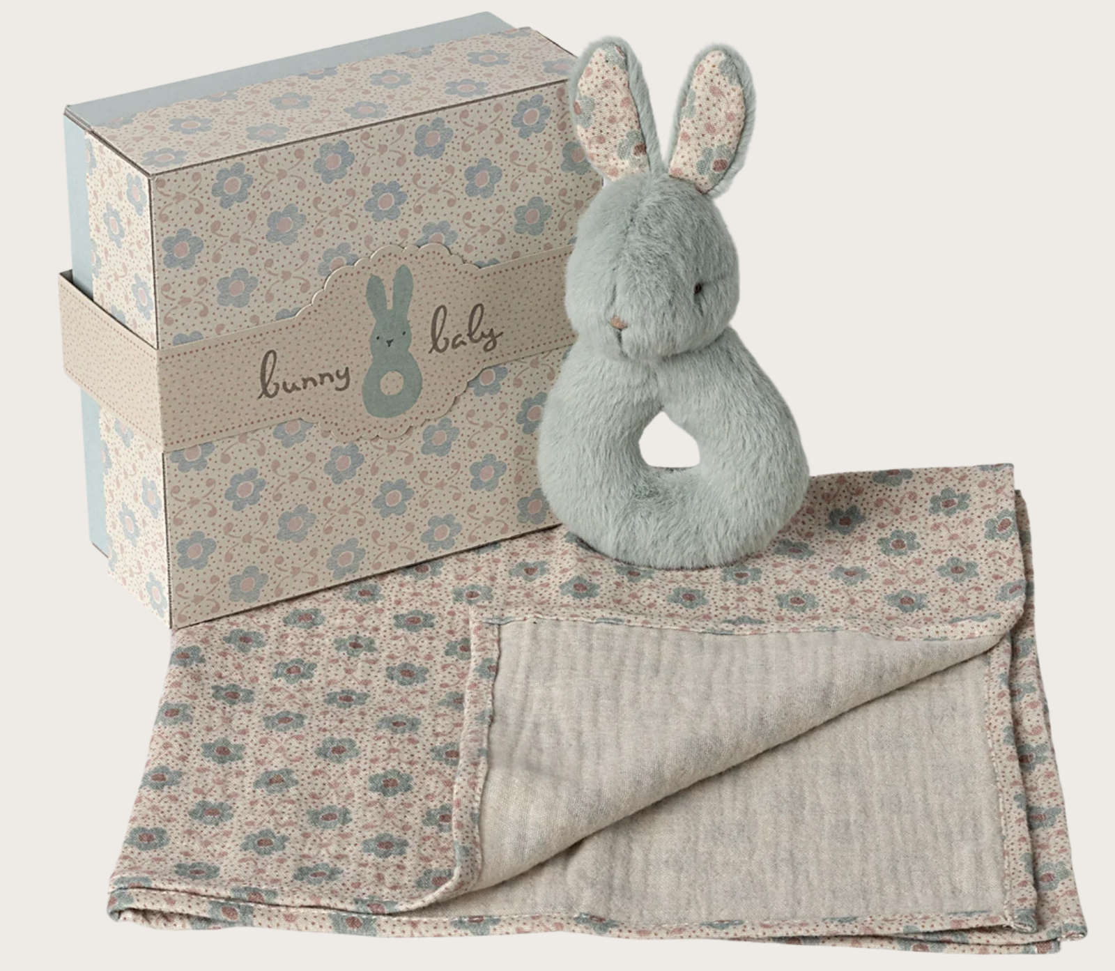 Maileg žaislai - Rabbit rattle set - Mint